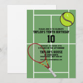 Tennis Court Sports Custom Birthday Party Kaart (Voorkant / Achterkant)