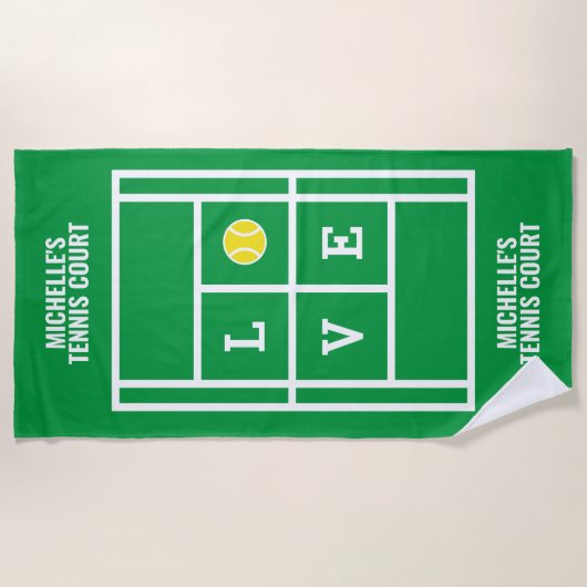 Tennis court strand handdoeken cadeau met aangepas (Voorkant)