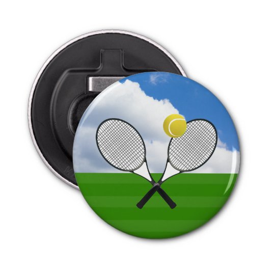 Tennis court & TENNIS RACKETS Button Flesopener (Voorkant)