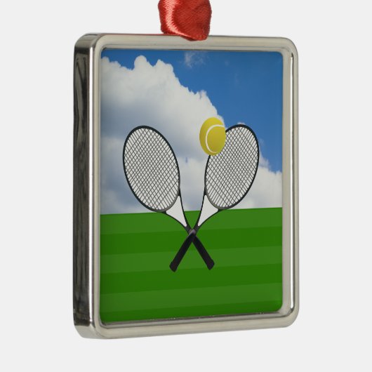 Tennis court & TENNIS RACKETS Metalen Ornament (Rechts)