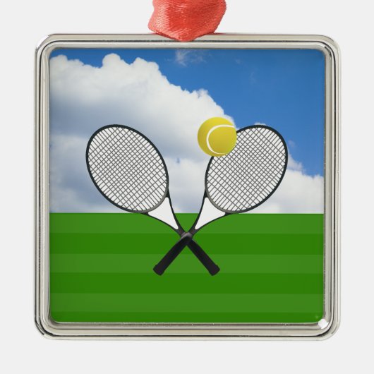 Tennis court & TENNIS RACKETS Metalen Ornament (Voorkant)
