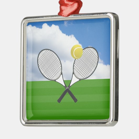 Tennis court & TENNIS RACKETS Metalen Ornament (Links)