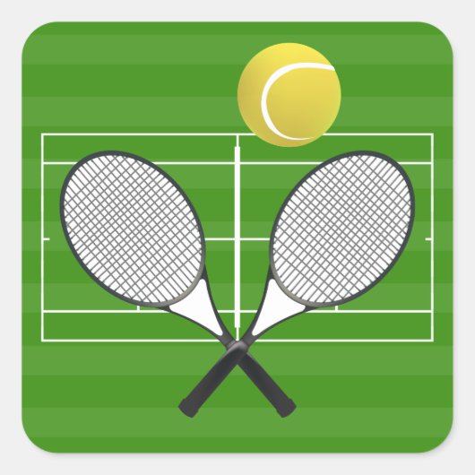 Tennis court & TENNIS RACKETS Vierkante Sticker (Voorkant)