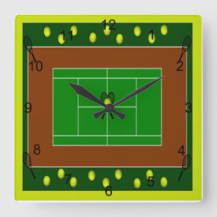 Tennis Court & Tennis Racquets Vierkante Klok