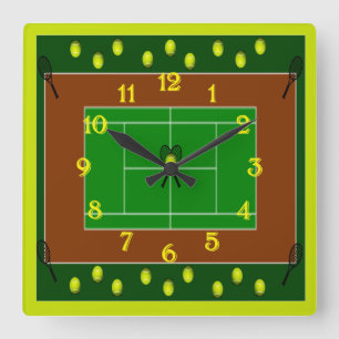 Tennis Court & Tennis Racquets Vierkante Klok