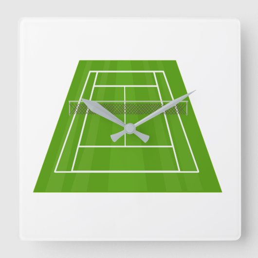 Tennis Court Vierkante Klok (Voorkant)