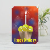 Tennis Cupcake Verjaardagsfeestje Kaart (Staand voorkant)