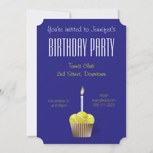 Tennis Cupcake Verjaardagsfeestje Kaart (Achterkant)