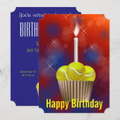 Tennis Cupcake Verjaardagsfeestje Kaart (Voorkant / Achterkant)