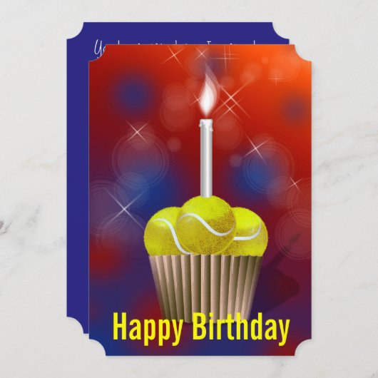 Tennis Cupcake Verjaardagsfeestje Kaart (Voorkant / Achterkant)