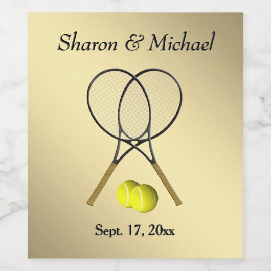Tennis Custom Gold Wijn Etiket (Enkel label)