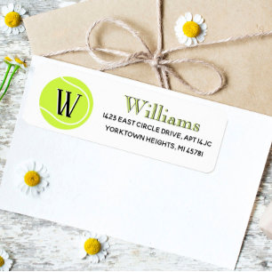 Tennis Custom Monogram Name Return Label