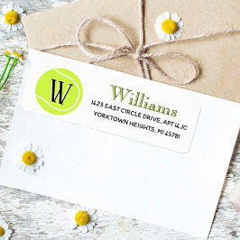 Tennis Custom Monogram Name Return Label