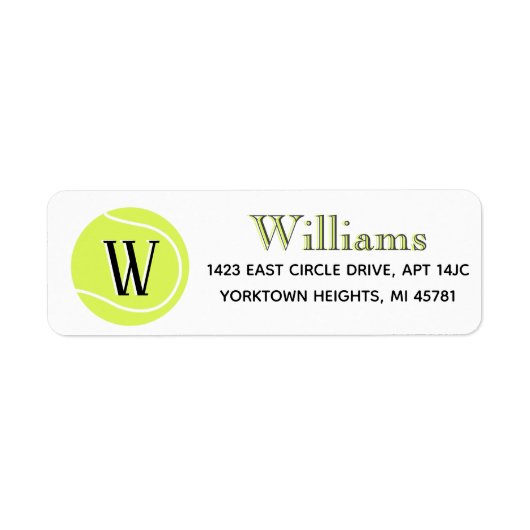 Tennis Custom Monogram Name Return Label (Voorkant)