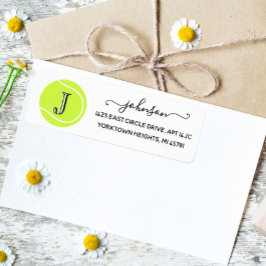 Tennis Custom Monogram Swirl Name Return Address Etiket