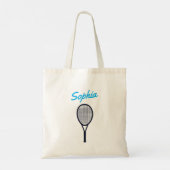 Tennis Custom Name Blue Black Tote Bag (Achterkant)