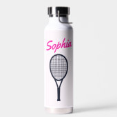 Tennis Custom Name Hot Pink Black Waterfles (Links)
