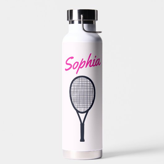 Tennis Custom Name Hot Pink Black Waterfles (Links)