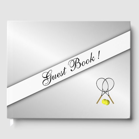 Tennis Custom Silver Guest Book Gastenboek (Voorkant)