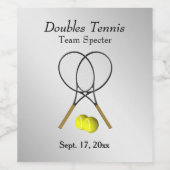 Tennis Custom Zilver Wijn Etiket (Enkel label)