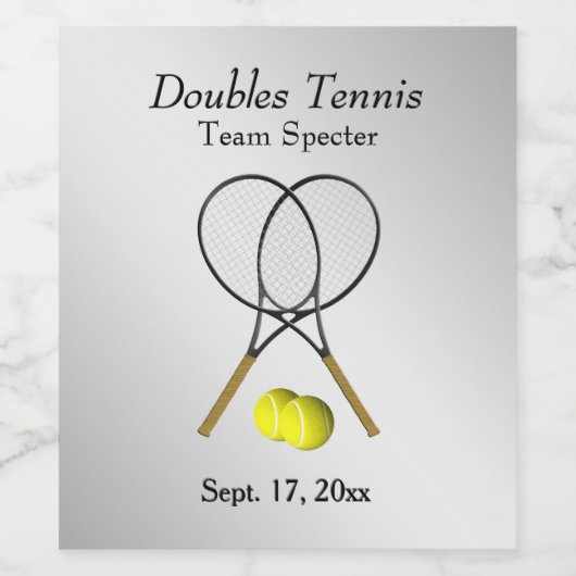 Tennis Custom Zilver Wijn Etiket (Enkel label)