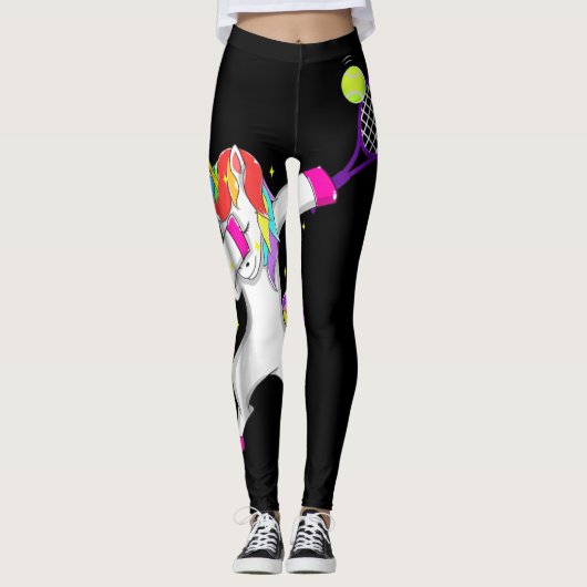 tennis dabbing unicorn girls women player gift leggings (Voorkant)