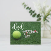 Tennis DAD Happy Vaderdag met tennisbal Briefkaart (Staand voorkant)