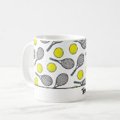 Tennis Dad Ma Balls Racquets Yellow White Black Koffiemok (Voorkant links)