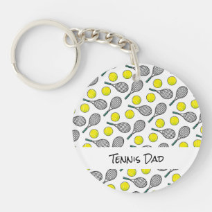 TENNIS DAD Mama Naam Gele Ballen Rackets Fun Sleutelhanger