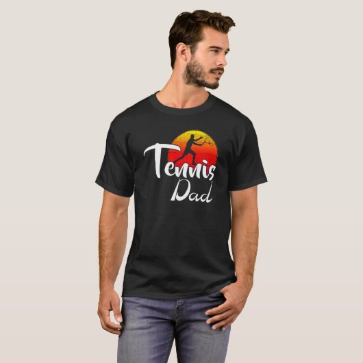 Tennis Dad Retro Sunset Funny Sports T-shirt (Voorkant volledig)