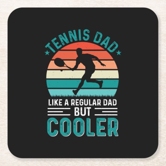 Tennis Dad Retro Sunset Kartonnen Onderzetters (Voorkant)