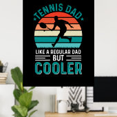 Tennis Dad Retro Sunset Poster (Thuiskantoor)