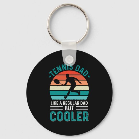 Tennis Dad Retro Sunset Sleutelhanger (Voorkant)