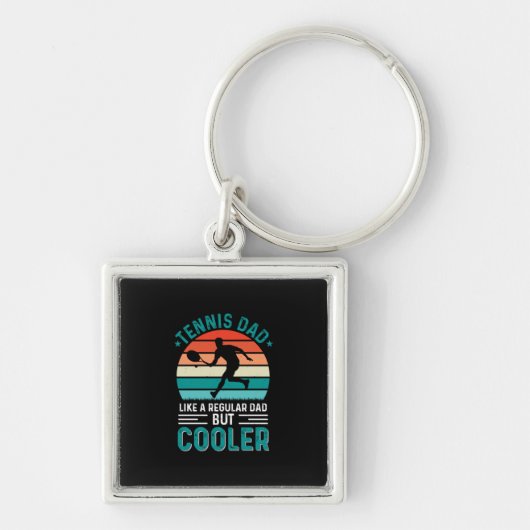 Tennis Dad Retro Sunset Sleutelhanger (Voorkant)