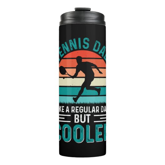Tennis Dad Retro Sunset Thermosbeker (Voorkant)