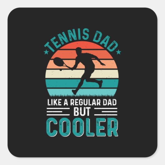 Tennis Dad Retro Sunset Vierkante Sticker (Voorkant)