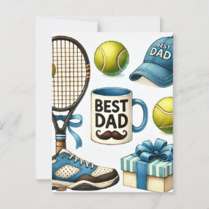 Tennis Dad Vaderdag met racket en bal Briefkaart