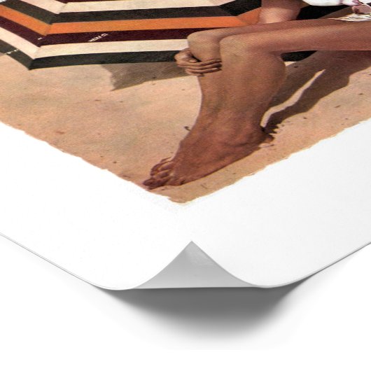  Tennis-dame op het strand Poster (Hoek)