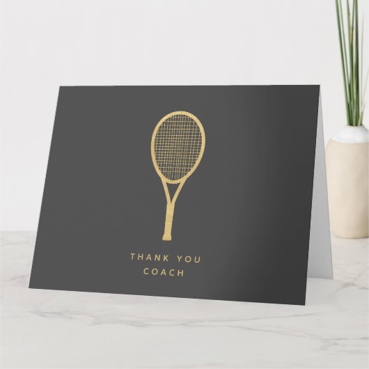 Tennis Dank u Coach Goud Gepersonaliseerd Gevouwen Bedankkaart (Voorkant)