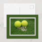 Tennis Dank u kaart met twee ballen op groen (Voorkant / Achterkant)