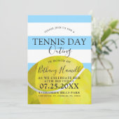 Tennis Day Out | Tennis Thlege Blue Invite Kaart (Staand voorkant)