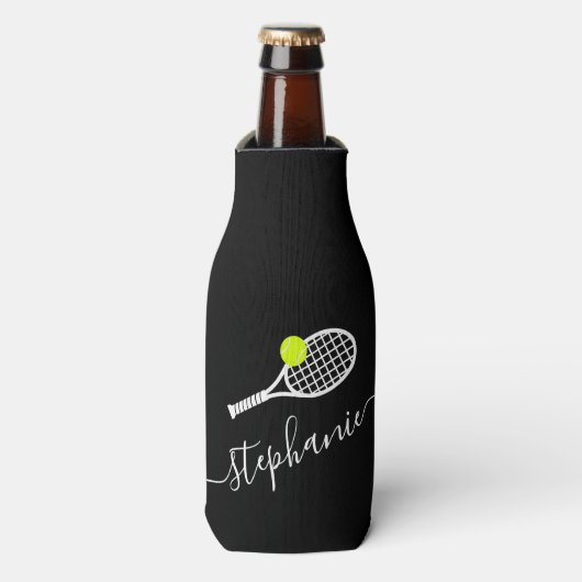 Tennis de Aangepaste Naam Gepersonaliseerde Koelbo Flesjeskoeler (Fles Voorkant)