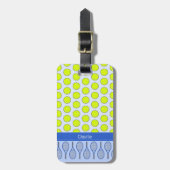 Tennis de naam blauw van het patroon bagagelabel (Voorkant verticaal)