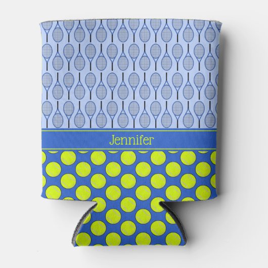 Tennis de naam blauw van het patroon blikjeskoeler (Voorkant)