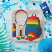 Tennis De Pride Maand Rainbow thema Papieren Bordje (Feest)