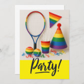 Tennis De Pride Maand Rainbow themafeest Kaart (Voorkant / Achterkant)