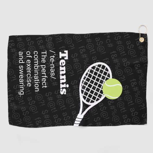 Tennis Definitie Zweren Grappige clip-on handdoek (Horizontaal)