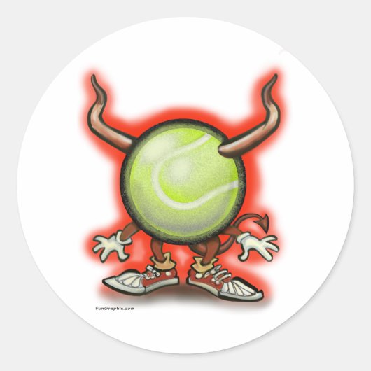 Tennis Demon Ronde Sticker (Voorkant)
