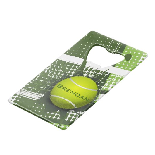 Tennis Design Bottle Open Creditkaart Flessenopener (Voorkant Gekanteld)