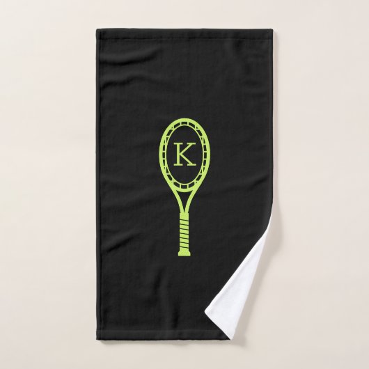 Tennis Design Modern persoonlijk Initiaal zwart Handdoek (Handdoek)